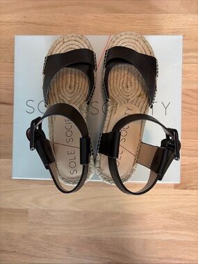 Sole Society Black Audrina Wedge Espadrille Sandals